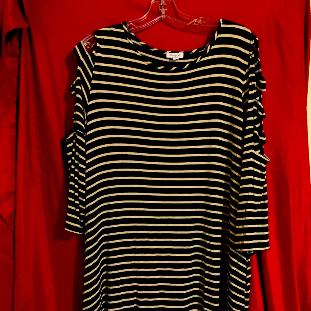 Navy/ beige striped dress